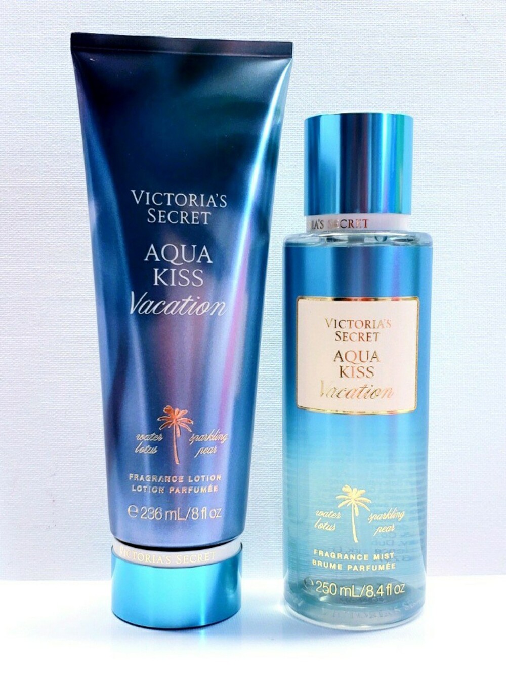 Victoria's Secret AQUA KISS Fragrance Lotion and Fragrance Mist - 2 pcs